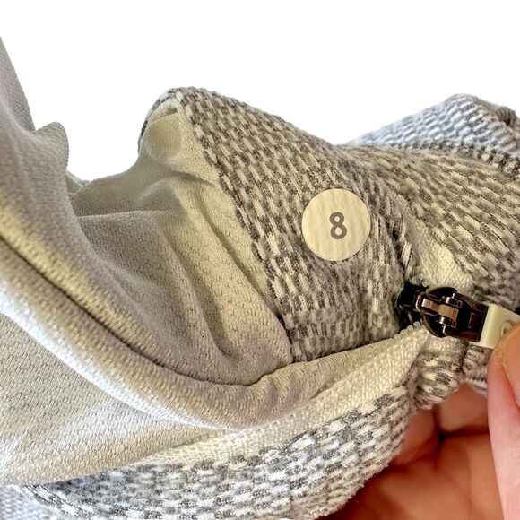 Lululemon Think Fast Hoodie Top Size 8 White Slate Heathered Stripe Check Pique - Picture 6 of 11
